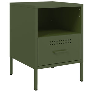 vidaXL Bedside Cabinet Olive Green 36x39x50.5 cm Steel