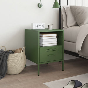 vidaXL Bedside Cabinet Olive Green 36x39x50.5 cm Steel