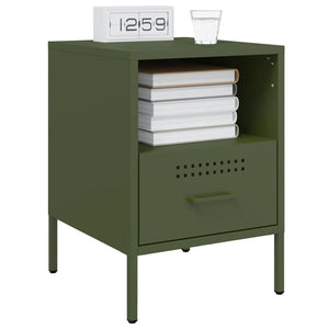 vidaXL Bedside Cabinet Olive Green 36x39x50.5 cm Steel