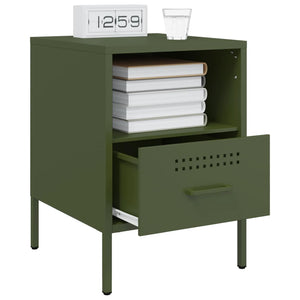 vidaXL Bedside Cabinet Olive Green 36x39x50.5 cm Steel