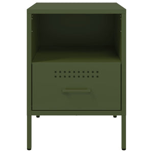 vidaXL Bedside Cabinet Olive Green 36x39x50.5 cm Steel