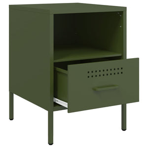 vidaXL Bedside Cabinet Olive Green 36x39x50.5 cm Steel