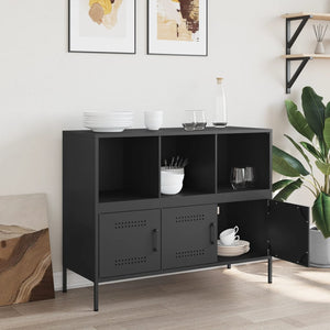 vidaXL Sideboard Black 100.5x39x79 cm Cold-rolled Steel