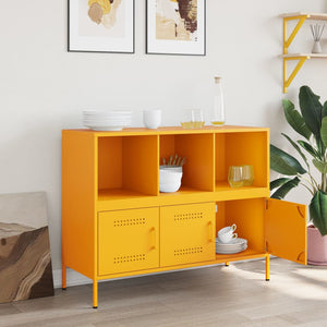 vidaXL Sideboard Mustard Yellow 100.5x39x79 cm Cold-rolled Steel