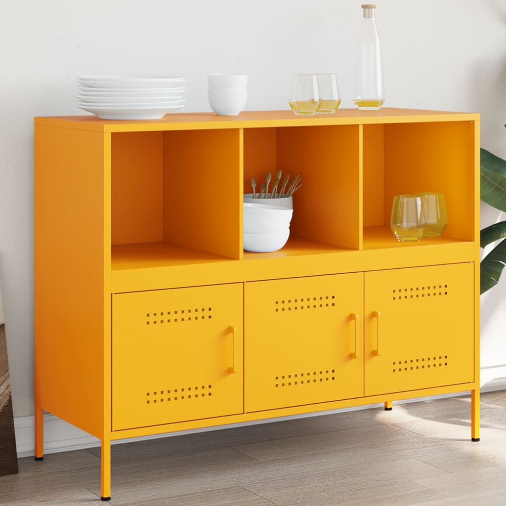 vidaXL Sideboard Mustard Yellow 100.5x39x79 cm Cold-rolled Steel