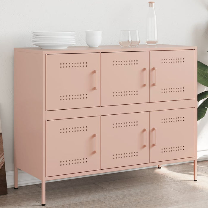 vidaXL Sideboard Pink 100.5x39x79 cm Cold-rolled Steel