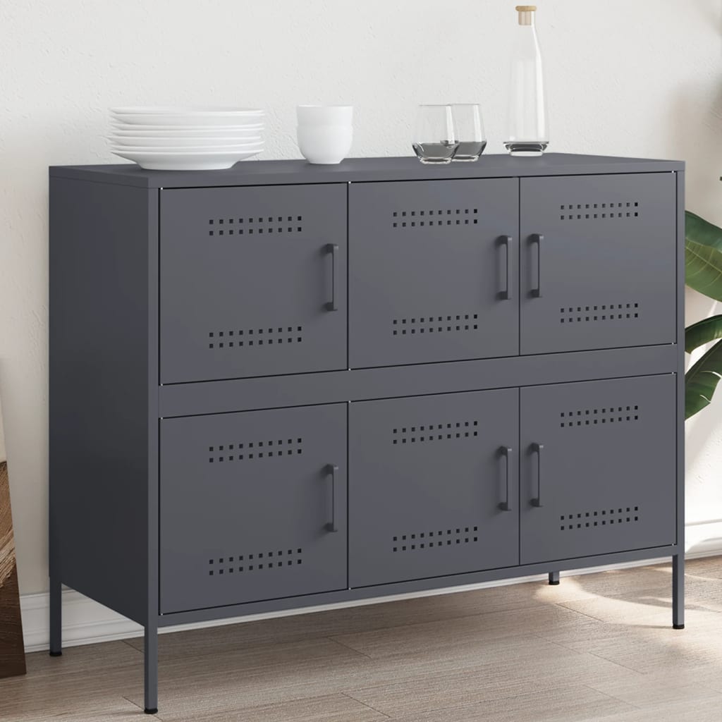 vidaXL Sideboard Anthracite 100.5x39x79 cm Cold-rolled Steel