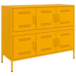 vidaXL Sideboard Mustard Yellow 100.5x39x79 cm Cold-rolled Steel