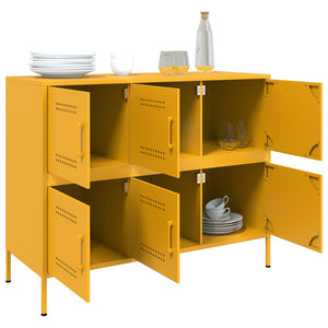 vidaXL Sideboard Mustard Yellow 100.5x39x79 cm Cold-rolled Steel