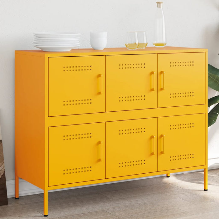 vidaXL Sideboard Mustard Yellow 100.5x39x79 cm Cold-rolled Steel