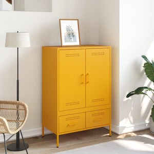 vidaXL Highboard Mustard Yellow 68x39x101.5 cm Cold-rolled Steel