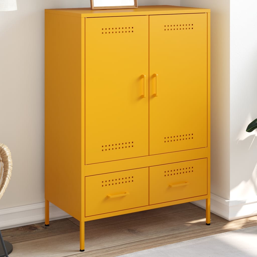 vidaXL Highboard Mustard Yellow 68x39x101.5 cm Cold-rolled Steel