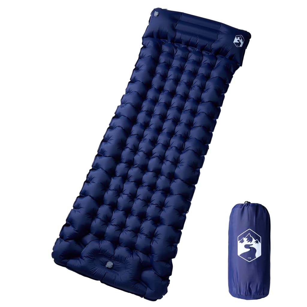 vidaXL Self Inflating Camping Mattress with Pillow 1-Person Navy Blue