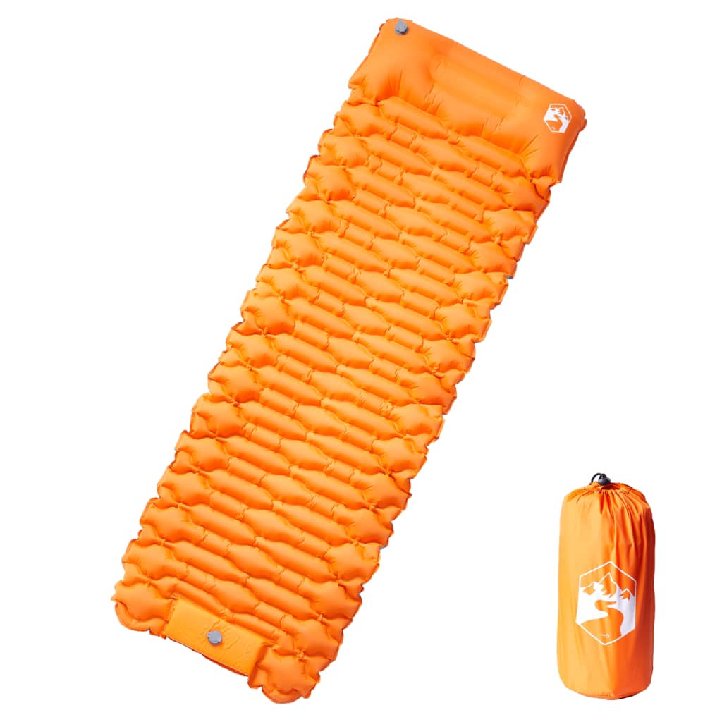 vidaXL Self Inflating Camping Mattress with Pillow 1-Person Orange