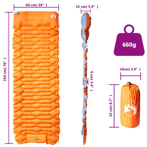 vidaXL Self Inflating Camping Mattress with Pillow 1-Person Orange