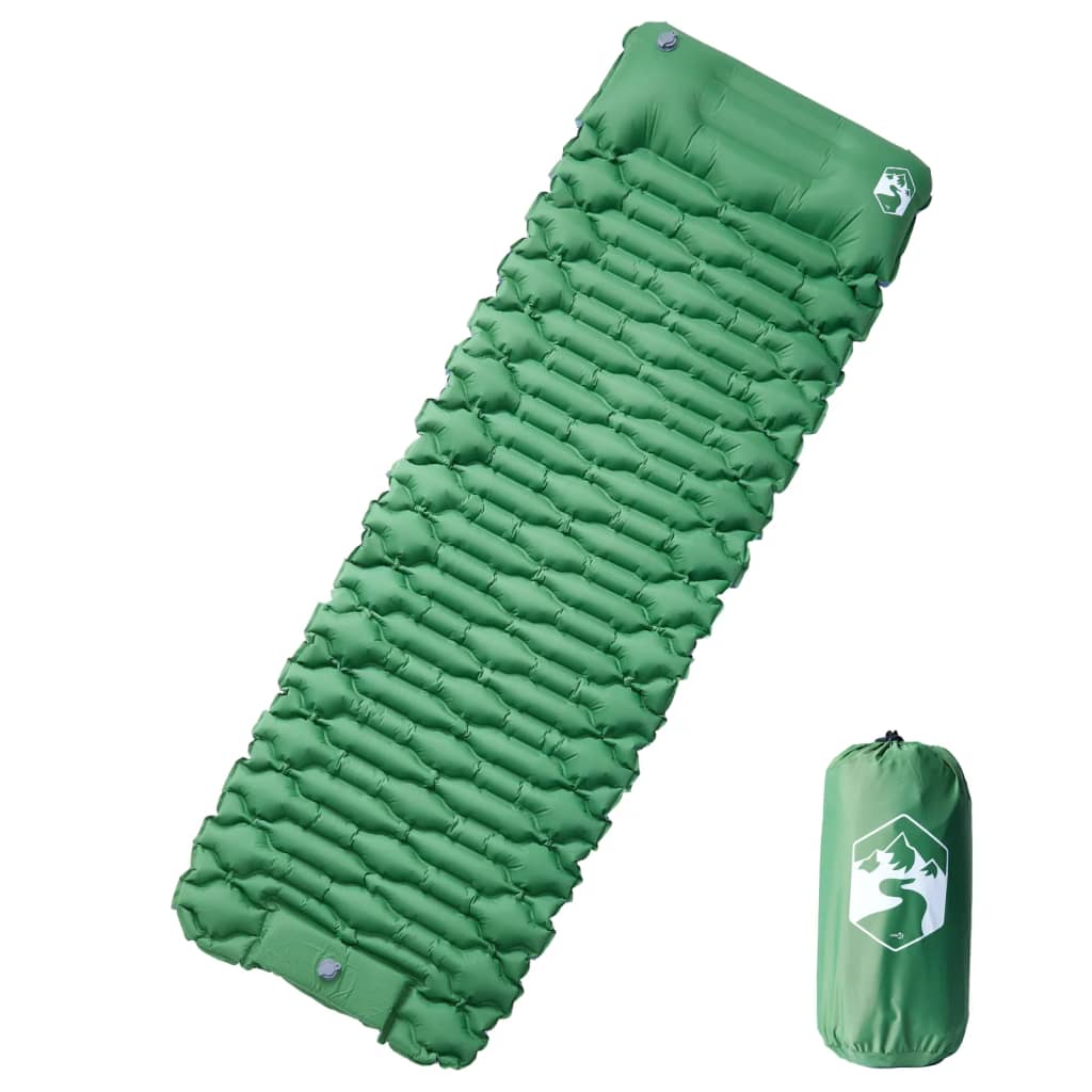 vidaXL Self Inflating Camping Mattress with Pillow 1-Person Green