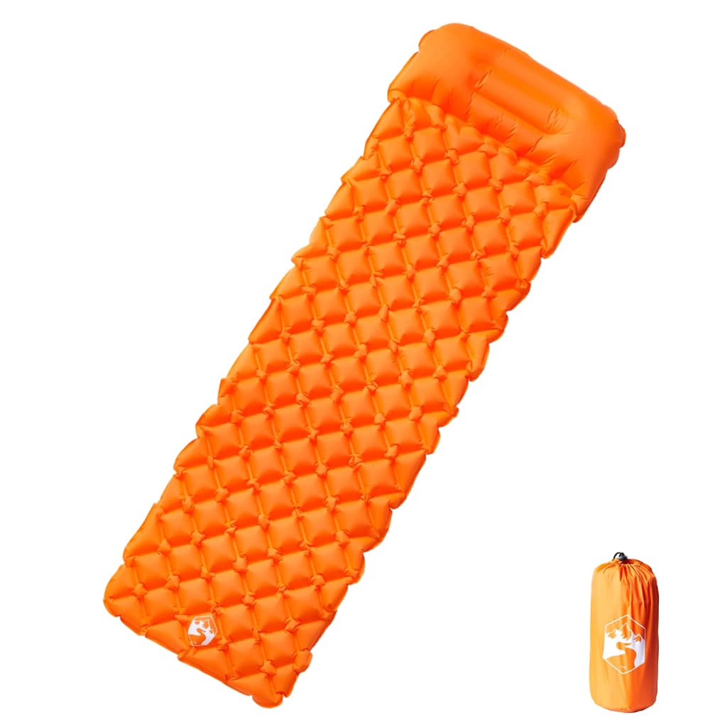 vidaXL Inflating Camping Mattress with Pillow 1-Person Orange