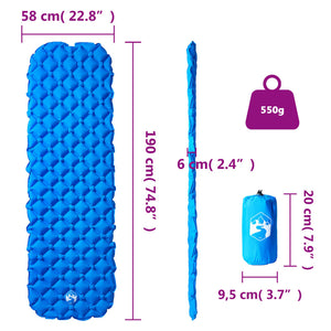 vidaXL Inflating Camping Mattress 1-Person Blue 190x58x6 cm