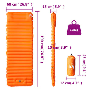 vidaXL Self Inflating Camping Mattress with Pillow 1-Person Orange