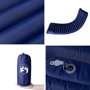 vidaXL Self Inflating Camping Mattress with Pillow 1-Person Navy Blue