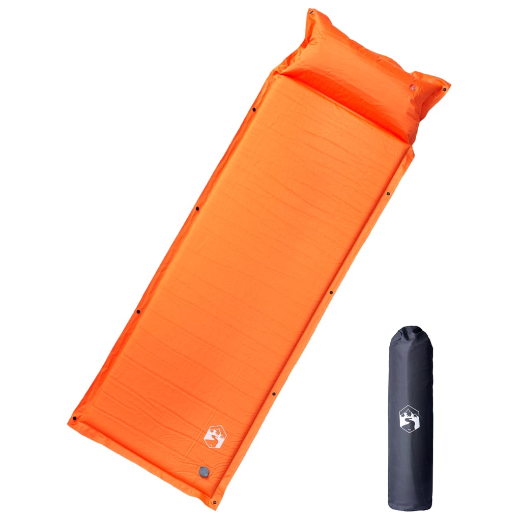 vidaXL Self Inflating Camping Mattress with Pillow 1-Person Orange