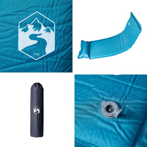 vidaXL Self Inflating Camping Mattress with Pillow 1-Person Turquoise