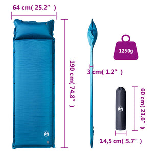 vidaXL Self Inflating Camping Mattress with Pillow 1-Person Turquoise