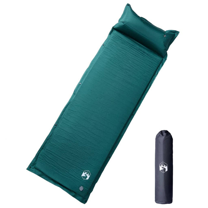 vidaXL Self Inflating Camping Mattress with Pillow 1-Person Green