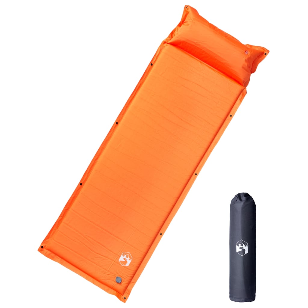 vidaXL Self Inflating Camping Mattress with Pillow 1-Person Orange