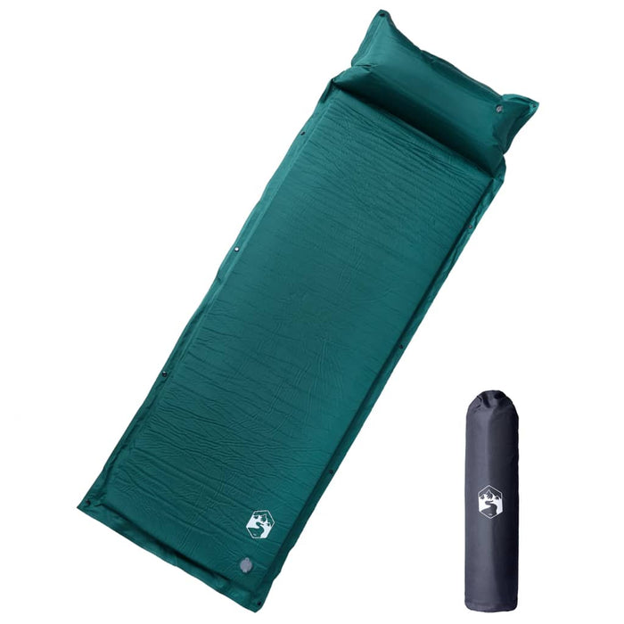 vidaXL Self Inflating Camping Mattress with Pillow 1-Person Green