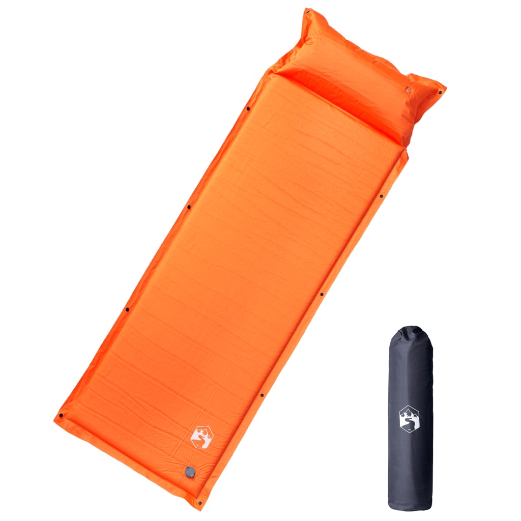 vidaXL Self Inflating Camping Mattress with Pillow 1-Person Orange