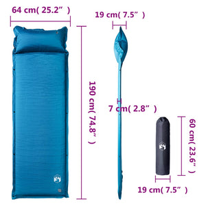 vidaXL Self Inflating Camping Mattress with Pillow 1-Person Turquoise