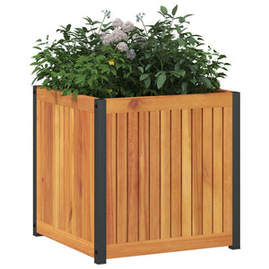 vidaXL Garden Planter 45x45x44 cm Solid Wood Acacia and Steel