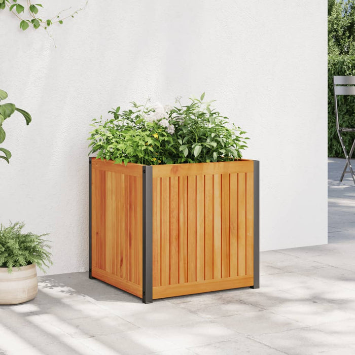 vidaXL Garden Planter 45x45x44 cm Solid Wood Acacia and Steel