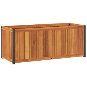 vidaXL Garden Planter 110x45x44 cm Solid Wood Acacia and Steel