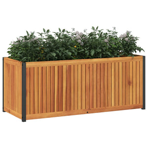 vidaXL Garden Planter 110x45x44 cm Solid Wood Acacia and Steel