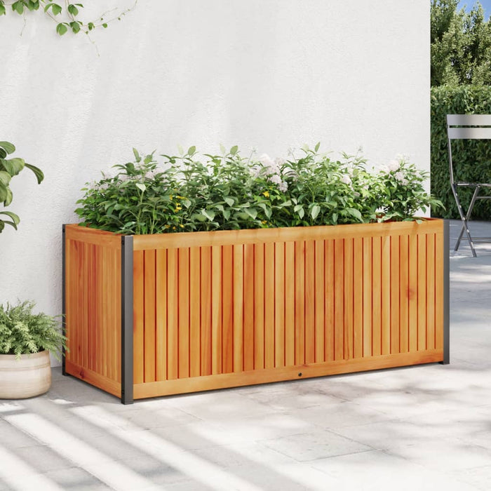 vidaXL Garden Planter 110x45x44 cm Solid Wood Acacia and Steel