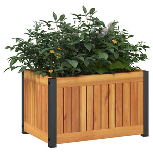 vidaXL Garden Planter 45x30x27.5 cm Solid Wood Acacia and Steel