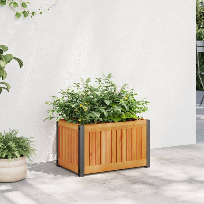 vidaXL Garden Planter 45x30x27.5 cm Solid Wood Acacia and Steel