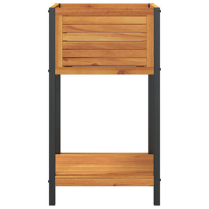 vidaXL Garden Planter with Shelf 45x45x80 cm Solid Wood Acacia and Steel