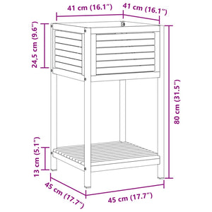 vidaXL Garden Planter with Shelf 45x45x80 cm Solid Wood Acacia and Steel