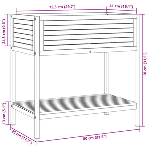 vidaXL Garden Planter with Shelf 80x45x80 cm Solid Wood Acacia and Steel