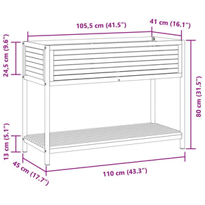 vidaXL Garden Planter with Shelf 110x45x80 cm Solid Wood Acacia and Steel