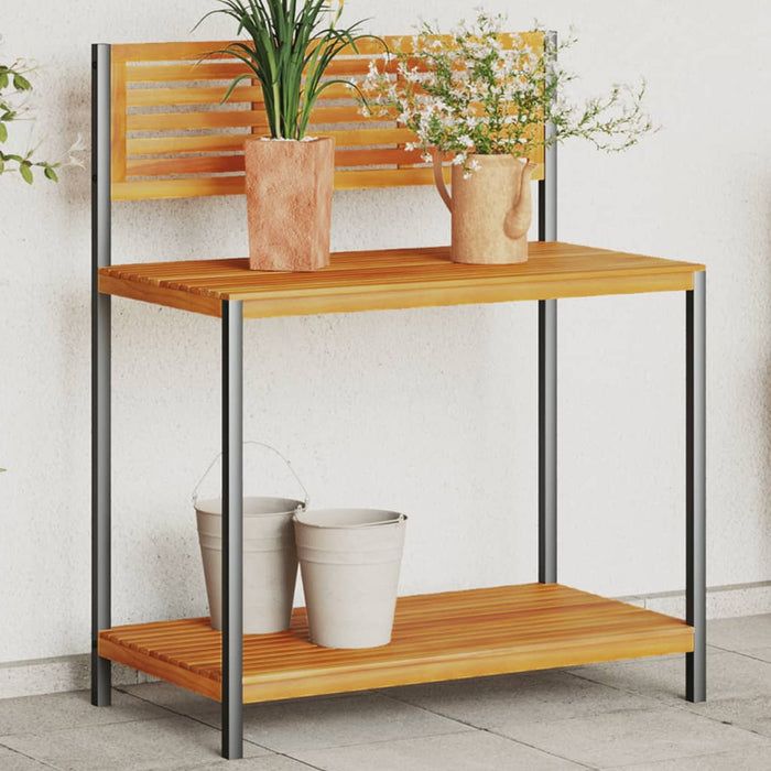 vidaXL Garden Work Table 90x50x110 cm Solid Wood Acacia and Steel