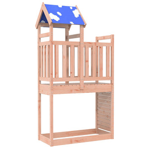 vidaXL Play Tower with Rockwall 110.5x52.5x215cm Solid Wood Douglas Fir