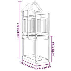 vidaXL Play Tower 110.5x52.5x215 cm Impregnated Wood Pine