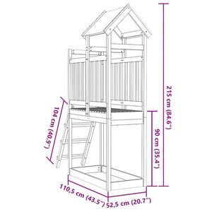 vidaXL Play Tower with Ladder 110.5x52.5x215 cm Solid Wood Pine