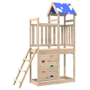 vidaXL Play Tower with Rockwall 110.5x52.5x215cm Solid Wood Pine