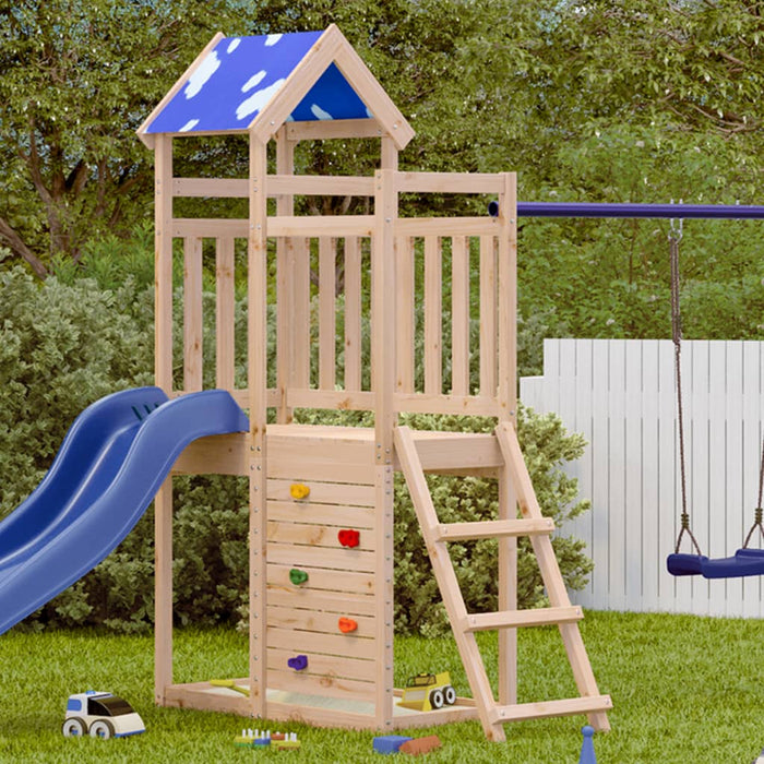 vidaXL Play Tower with Rockwall 110.5x52.5x215cm Solid Wood Pine