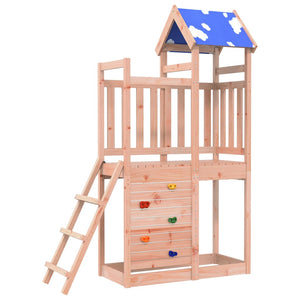 vidaXL Play Tower with Rockwall 110.5x52.5x215cm Solid Wood Douglas Fir